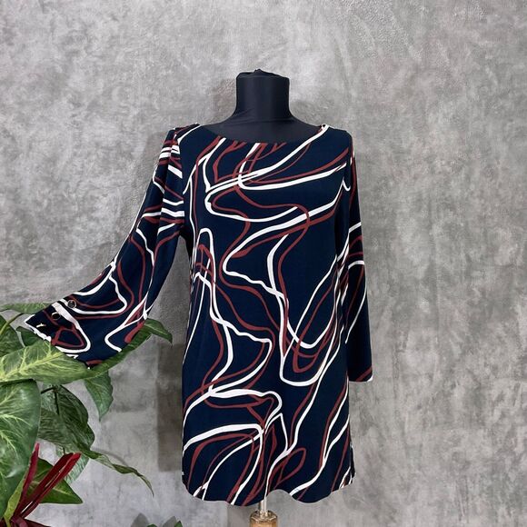 Chicos Tunic Top Women’s  0 / US Size Small Stretch Travel Career Abstract Artsy - Picture 1 of 12